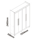 Guarda Roupa Espelho 4 Portas Orion Branco - Gelius