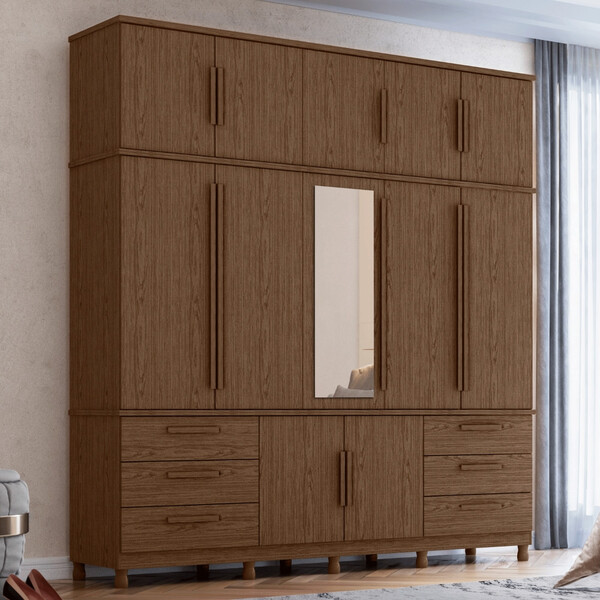 Guarda Roupa Espelho Casal 12 Portas 6 Gavetas Titan Albatroz