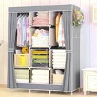 Guarda Roupa Estante Dobrável E Portátil 2 Portas Em Aço Cinza