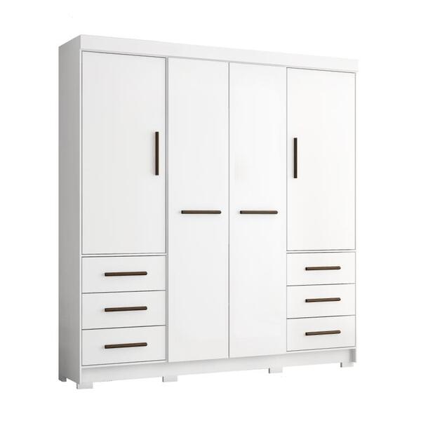 Guarda-roupa Estrela 4 Portas Com Pés Casal Branco
