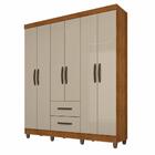 Guarda Roupa Estrela 6 Portas 2 Gavetas Sallêto Cinamono Off