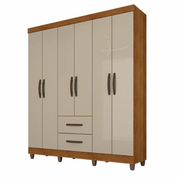 Guarda Roupa Estrela 6 Portas 2 Gavetas Sallêto Cinamono Off