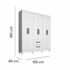 Guarda Roupa Estrela 6 Portas 2 Gavetas Sallêto Cinamono Off