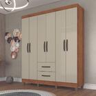 Guarda Roupa Estrela 6 Portas 2 Gavetas Sallêto Cinamono Off