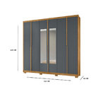 Guarda Roupa Estrela 6 Portas Freijó Cinza Bnn Decor