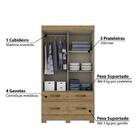 Guarda Roupa Flex 2 Portas De Correr 4 Gavetas - Rústico