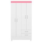 Guarda Roupa Flex 4 Portas 2 Gavetas Astro D02 Branco/rosa/br