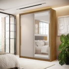 Guarda Roupa Flex Com Espelho Hungria Nature Fendi