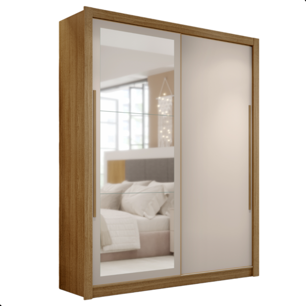 Guarda Roupa Flex Com Espelho Hungria Nature Fendi