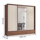 Guarda Roupa Flex Ripado Com Espelho Cascais Jatobá Areia