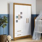 Guarda Roupa Fly 4 Portas 2 Gavetas Tigus Baby Branco/ipê