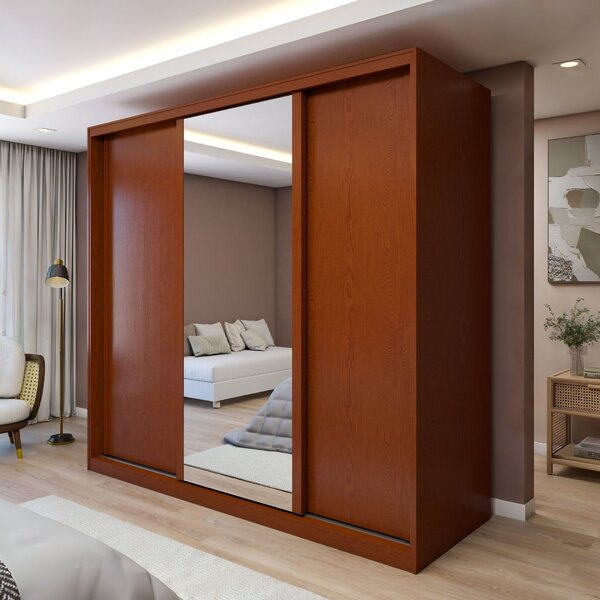 Guarda Roupa Forma 3 Portas 4 Gavetas 100% Mdf 1 Porta Glass