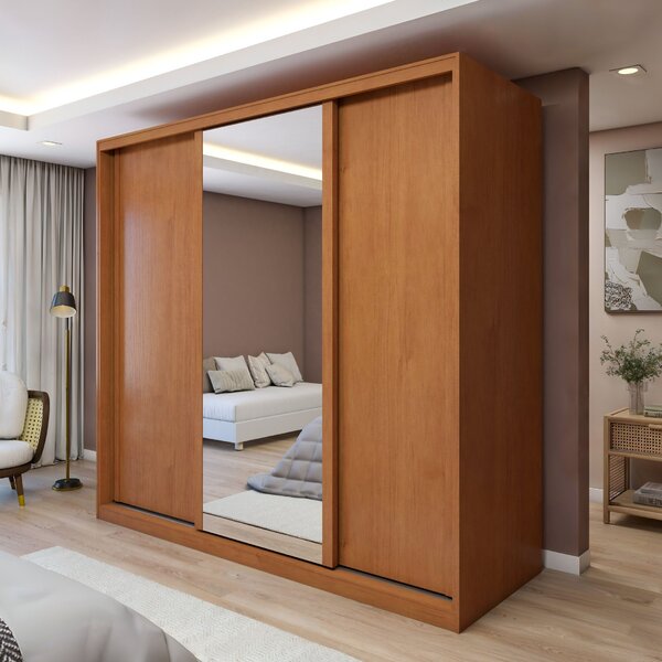 Guarda Roupa Forma 3 Portas 4 Gavetas 100% Mdf 1 Porta Glass