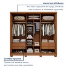 Guarda Roupa Forma 3 Portas 4 Gavetas 100% Mdf Com Pés
