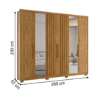 Guarda Roupa Fresado Com Espelho Osaka Freijó