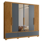 Guarda Roupa Fresado Com Espelho Veneza Freijó Cinza