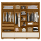 Guarda Roupa Fresado Com Espelho Veneza Freijó Off White