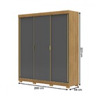 Guarda-roupa Garibaldi 3 Portas 4 Gavetas 100% Mdf Nature/ala