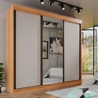 Guarda Roupa Garibaldi 3 Portas De Correr Com  Espelho Centra