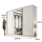 Guarda Roupa Garibaldi 3 Portas De Correr Com  Espelho Centra