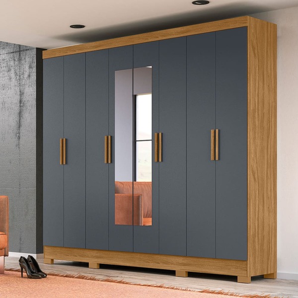 Guarda Roupa Gêmeos 8 Portas Freijó Cinza Bnn Decor | Leroy Merlin