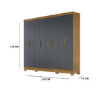 Guarda Roupa Gêmeos Sem Espelho 8 Portas Freijó Cinza Tana De