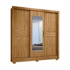 Guarda Roupa Grande 3 Portas De Correr Com Espelho Freijó Bim