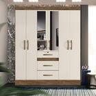 Guarda Roupa Grande 6 Portas 3 Gavetas Com Espelho Castanho W