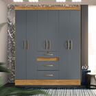 Guarda Roupa Grande 6 Portas 3 Gavetas Freijó Cinza Iara Shop