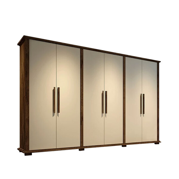 Guarda Roupa Grande 6 Portas San Marino Brauna Off White