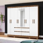 Guarda Roupa Grande Com Espelho 8 Portas 216cm Naturale Branc