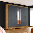 Guarda Roupa Grande Com Espelho 8 Portas 236cm Freijó Cinza S