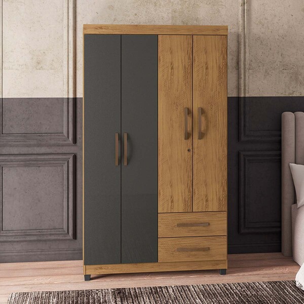 Guarda Roupa Grécia 4 Portas E 2 Gavetas Com Chave L01 - Amar