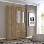 Guarda Roupa Havana Plus Com 4 Portas Pés E Espelho Marrom