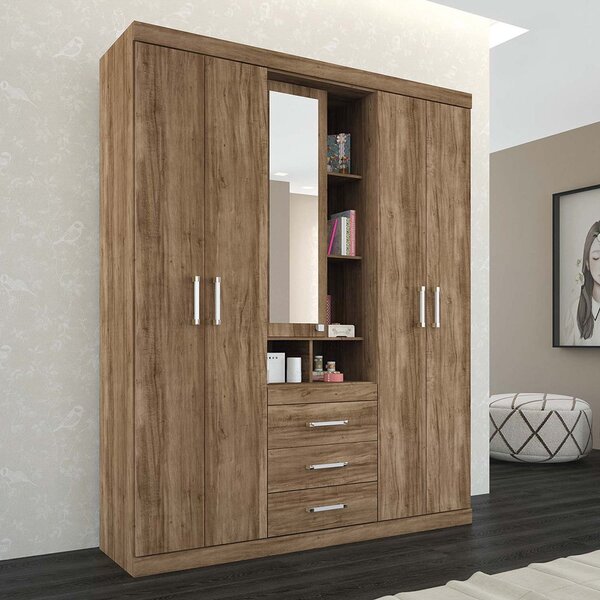 Guarda Roupa Havana Star 5.3 Com Espelho - 4 Portas, 3 Gaveta