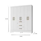 Guarda Roupa Hefesto 6 Portas Sem Espelho Branco Bnn Decor