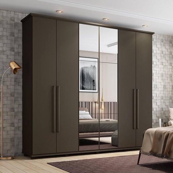 Guarda-roupa Henn Libano Com Espelho 6 Portas