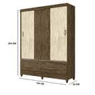 Guarda Roupa Héstia 3 Portas Castanho Wood Avelã Bnn Decor