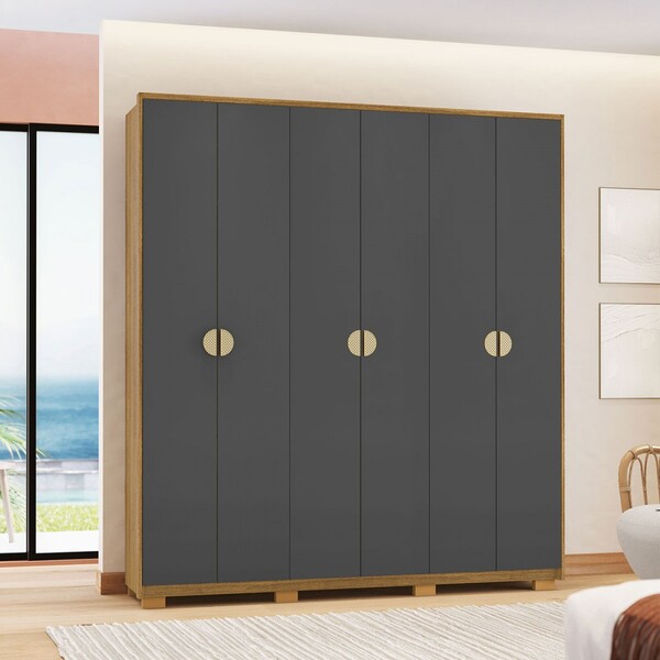 Guarda-roupa Igaratá 6 Portas 4 Gavetas Nature/alasca - Pnr M