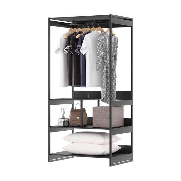 Guarda Roupa Industrial Com Cabideiro Nover Preto Onix