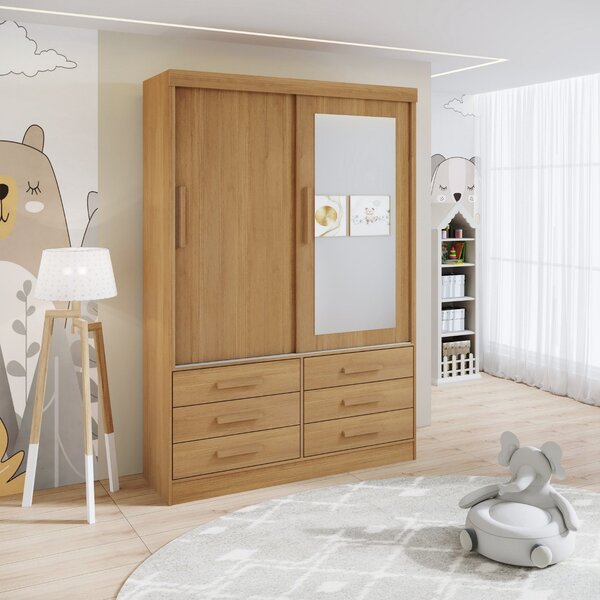 Guarda-roupa Infantil 02 Portas De Correr Com Espelho Carross