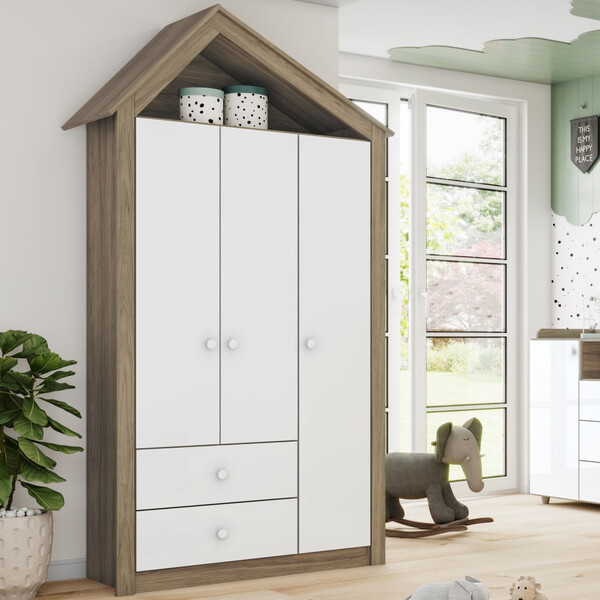 Guarda Roupa Infantil 03 Portas 02 Gavetas Chalé Henn