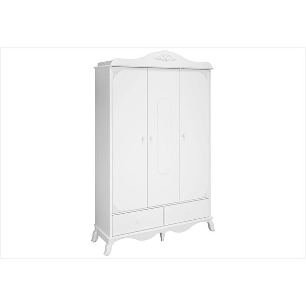 Guarda Roupa Infantil 03 Portas E 02 Gavetas Realeza Branco A