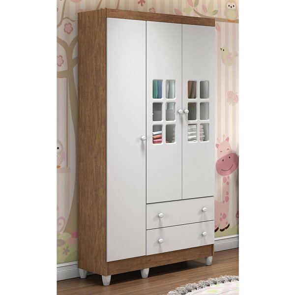 Guarda Roupa Infantil 03 Portas Maria Branco/bétula