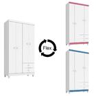 Guarda Roupa Infantil 100cm 4 Portas 2 Gavetas Beka I03 Flex