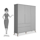 Guarda Roupa Infantil 100% Mdf 3 Portas Pés Retrô Mel P04 Cin