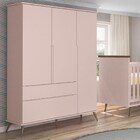 Guarda Roupa Infantil 100% Mdf 3 Portas Pés Retrô Mel P04 Ros