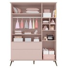 Guarda Roupa Infantil 100% Mdf 3 Portas Pés Retrô Mel P04 Ros