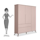 Guarda Roupa Infantil 100% Mdf 3 Portas Pés Retrô Mel P04 Ros