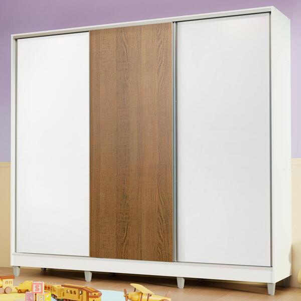 Guarda Roupa Infantil 100% Mdf Madesa Logan 3 Portas De Corre
